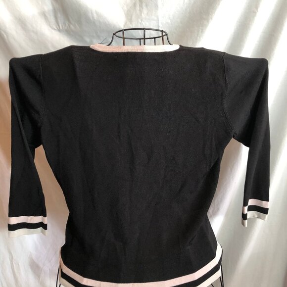 Petite Sophisticate SMALL Black 3/4 Sleeve Sweater 19" Underarm to Underarm - Picture 2 of 3